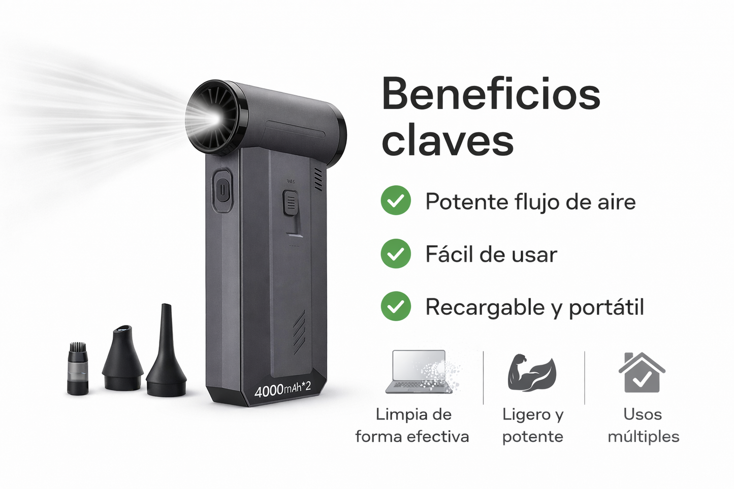 Soplador de Aire Portátil Recargable